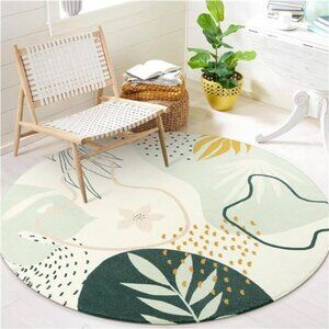 Boho Round Area Rug - 3Ft Washable Round Bathroom Rug Non-Slip